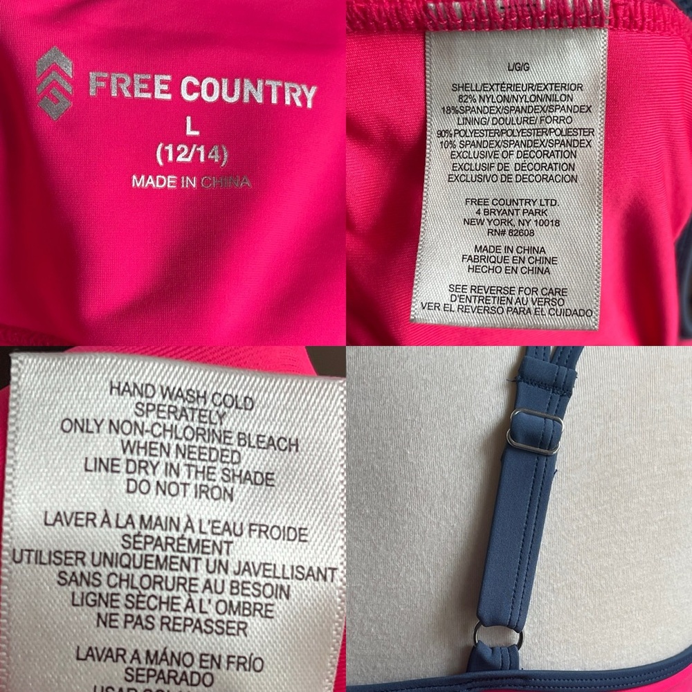 Free Country Striped Tankini Swimsuit Top in Hot Pink and Slate Large )12/14). - Picture 15 of 16